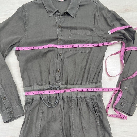 FAHERTY Arlie Jumpsuit Women Medium Green Linen Blend Long Sleeve Stretch - Picture 14 of 16